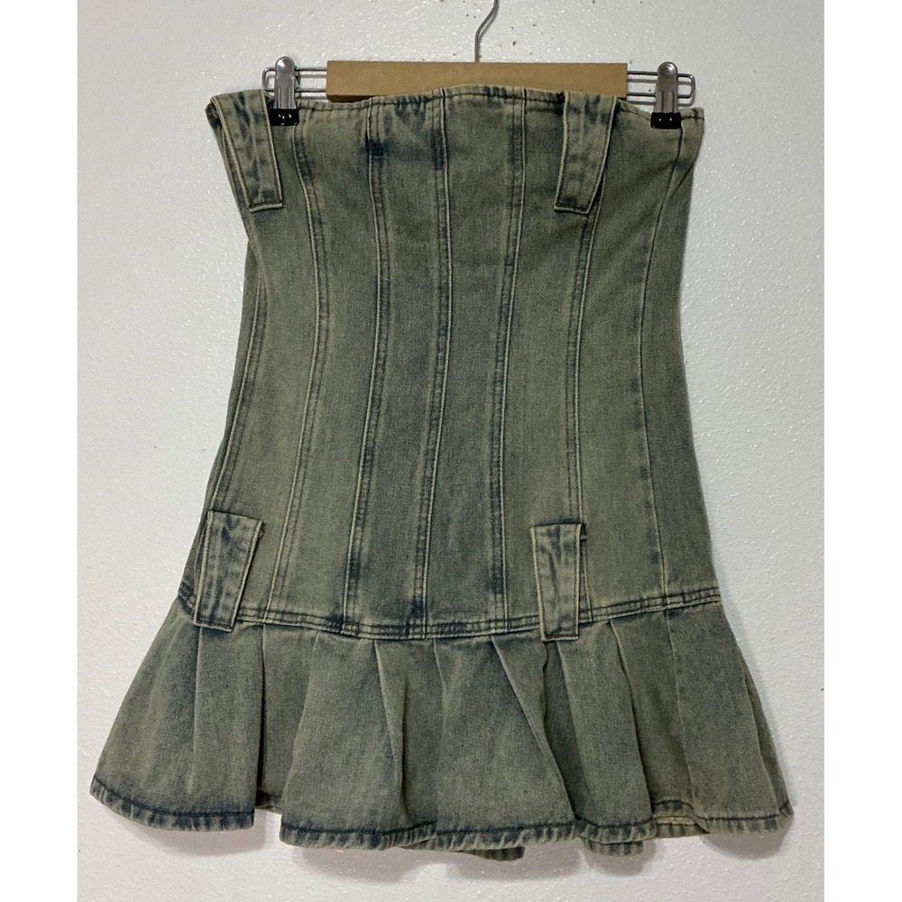 Jaded London Chelsea Denim Kilt Mini Dress Size 6 Streetwear Grunge Y2K Inspired